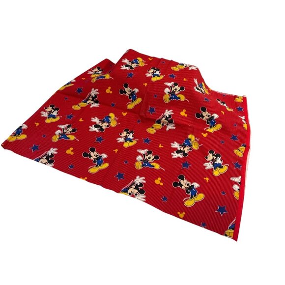 Vtg Disney Mickey Mouse Cotton Fabric Red Stars 18 X 44" Sewing Crafts Quilting - Picture 1 of 6